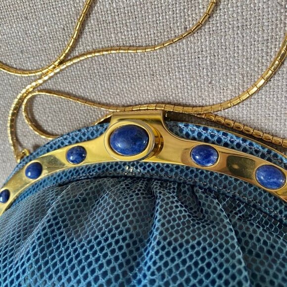 Vintage Finesse La Model Python Snakeskin Jeweled Convertible Clutch Purse RARE - Picture 5 of 14